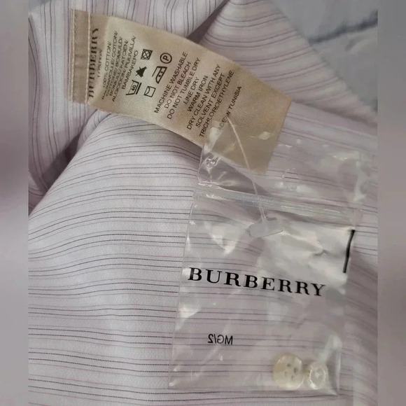 NWT Burberry Mens Dress Shirt White Pink Striped Current Tag Size 16 x 35 /41 EU - Picture 12 of 16